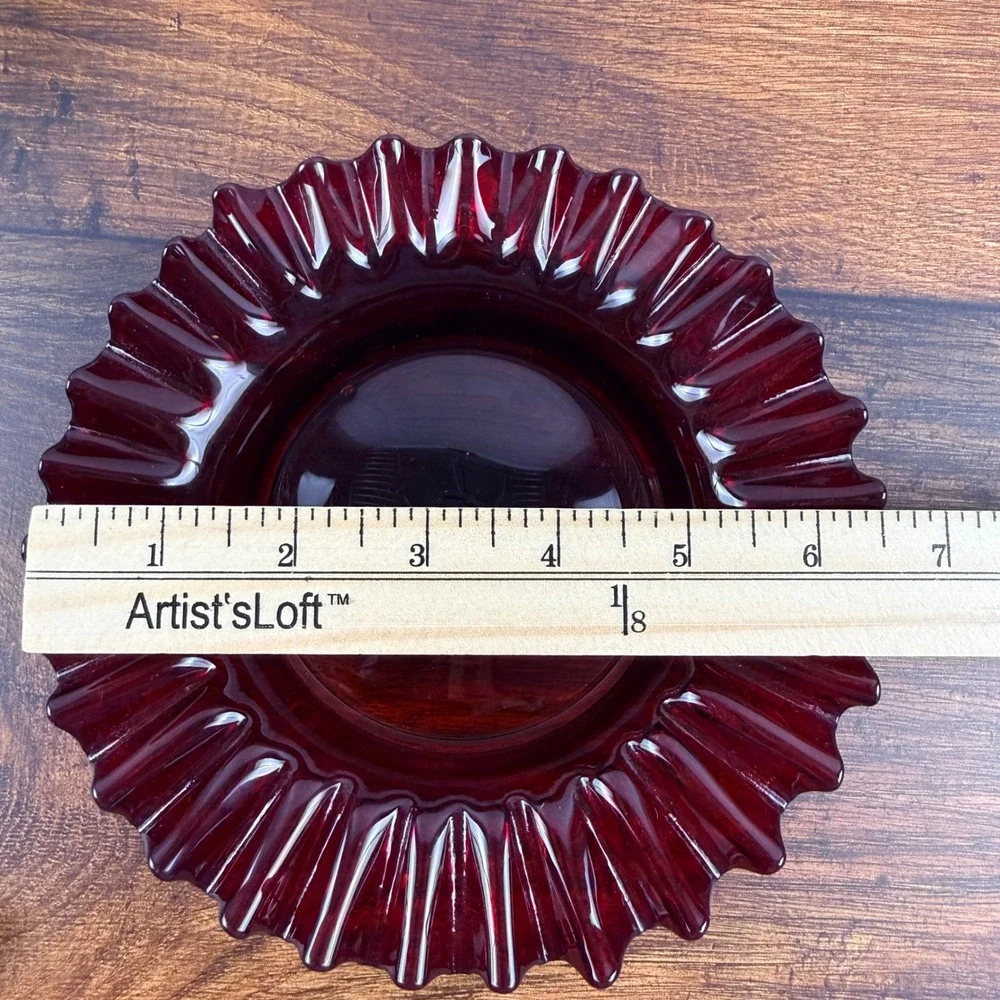 Blenko 420 Ruby Ruffled Art Glass Pre-Designer Plate